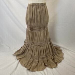 Metrowear tan maxi skirt size medium/large y2k lagenlook cottagecore boho